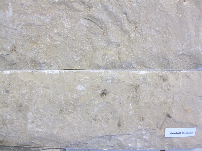 Jura Kalk Wandverblender Rückseite und Stoß und Lagerfugen gesägt,