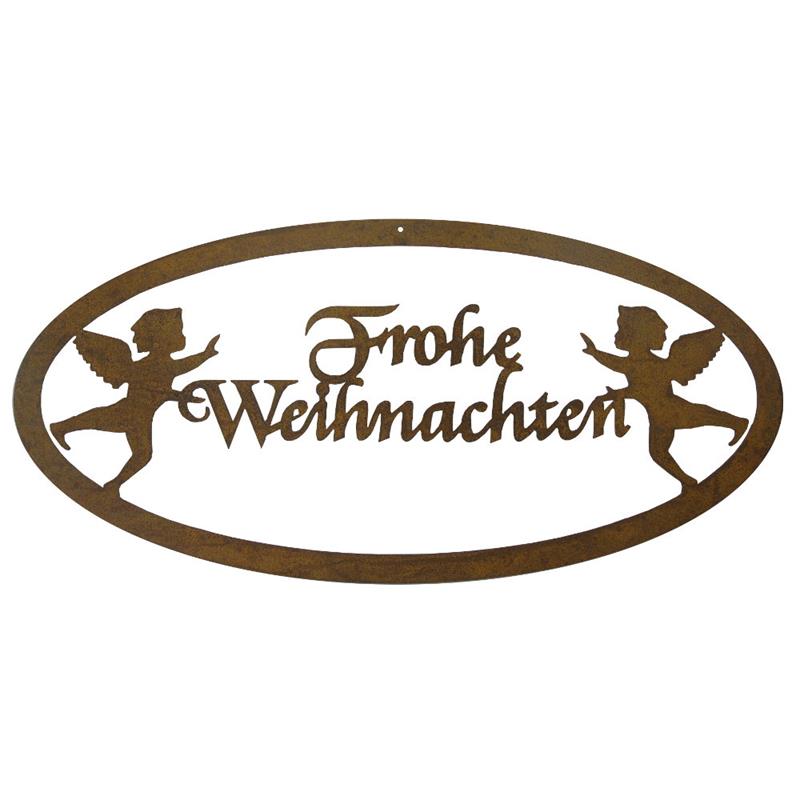 Schild "Frohe Weihnachten" aus Edelrost 55x26cm