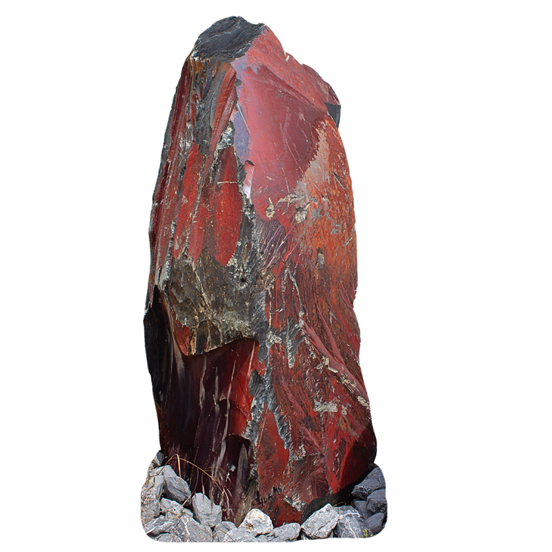 Findling Flamme, Schiefer groß mit roter Kruste, ca. 1,17 t