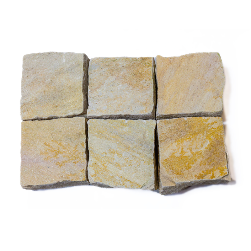 Pflastersteine aus Quarzit AMARELLO, verschiedene Formate
