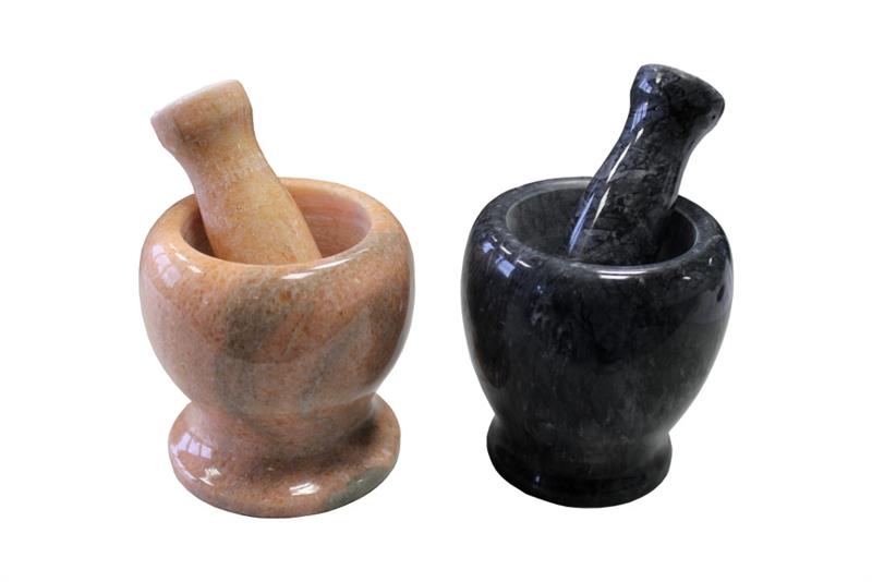 Mörser aus Marmor orange-weiß-schwarz Durchmesser ca. 10cm, Höhe ca. 10cm,