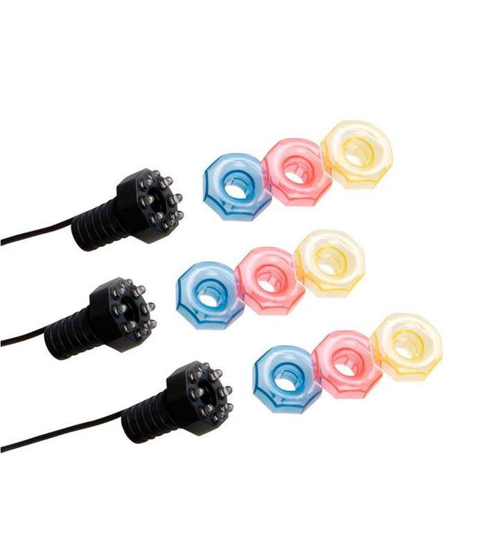 MiniBright 3x8 LEDs- 12V, 3 Farbkappen pro Leuchte