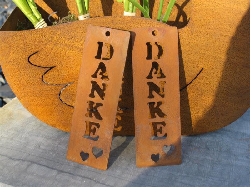 Anhänger "Danke" aus Edelrost 