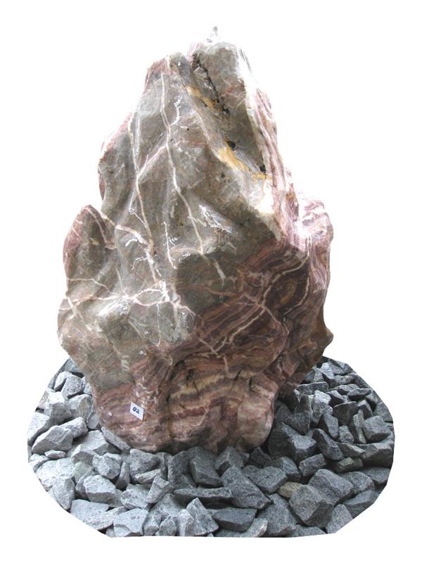 Findling AURORA mit Quellbohrung, Kalksteinfindling ROSE