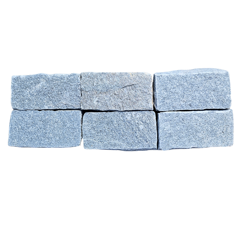 Pflasterwürfel / Längspflaster aus Quarzit, grau, 10x20x5-7 cm, 