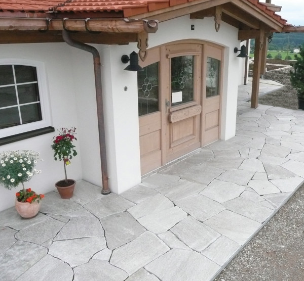 Terrassenplatten Kavalas Quarzit Hellas, Polygonal KLEINBRUCH grau Stärke in mm: 30 - 50, Palette à ca. 25 qm