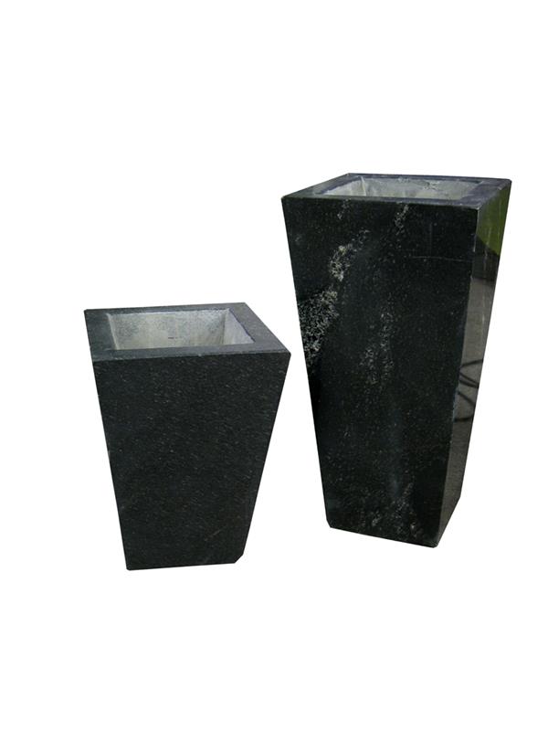 Pflanztrog aus Granit schwarz, poliert, verschiedene Größen