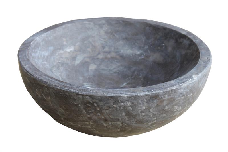 Obstschale aus echtem Naturstein, anthrazit, D30 cm