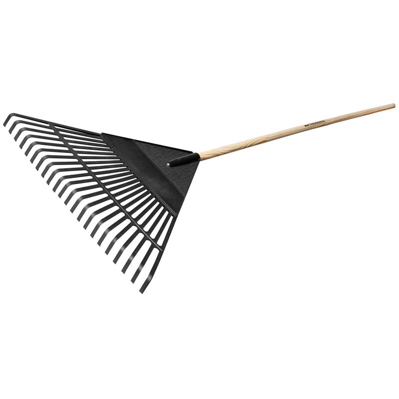 SHW - Kunststoff Laubbesen, schwarz 22 Zinken,  mit Stiel