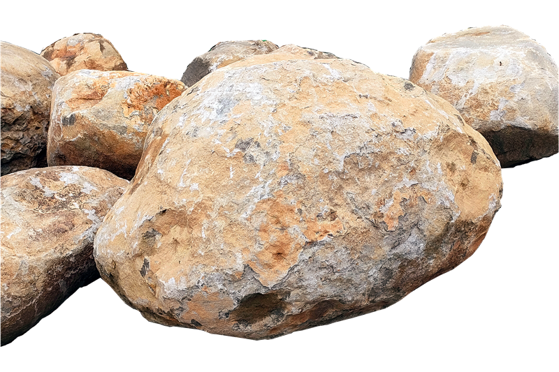 Basalt Kugeln Findlinge, sortiert, verschiedene Größen, teils Kruste oder