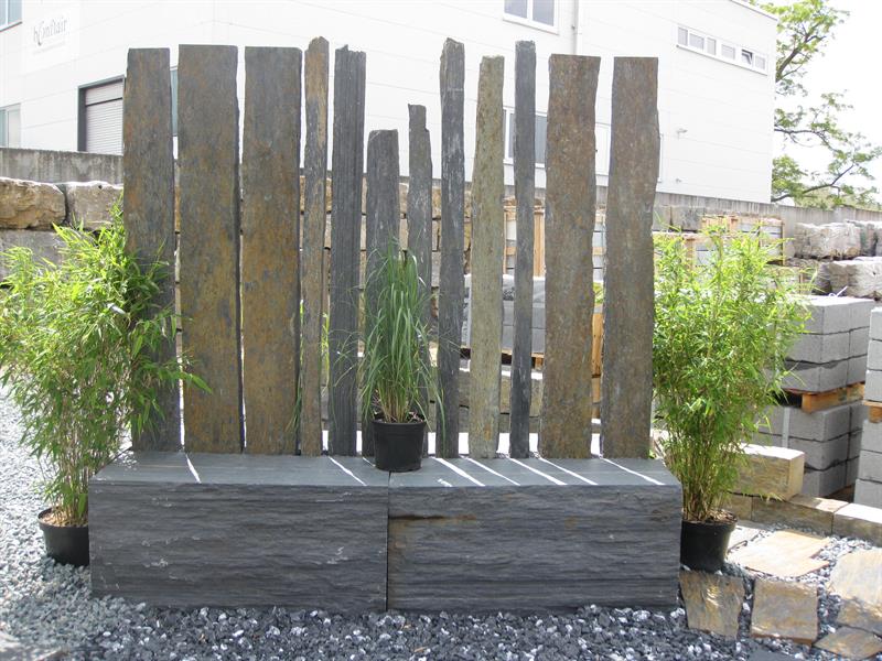 Quarzschiefer Graphit Stelen 200 x 8-12 x 5-8cm, Stirnseitig gebrochen/gesägt